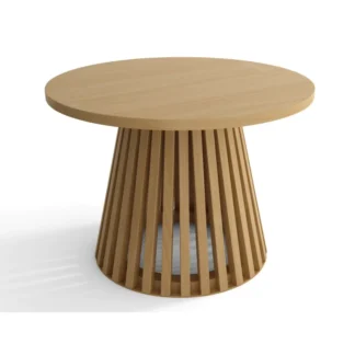 Drewniany stolik kawowy z lamelami okrągły