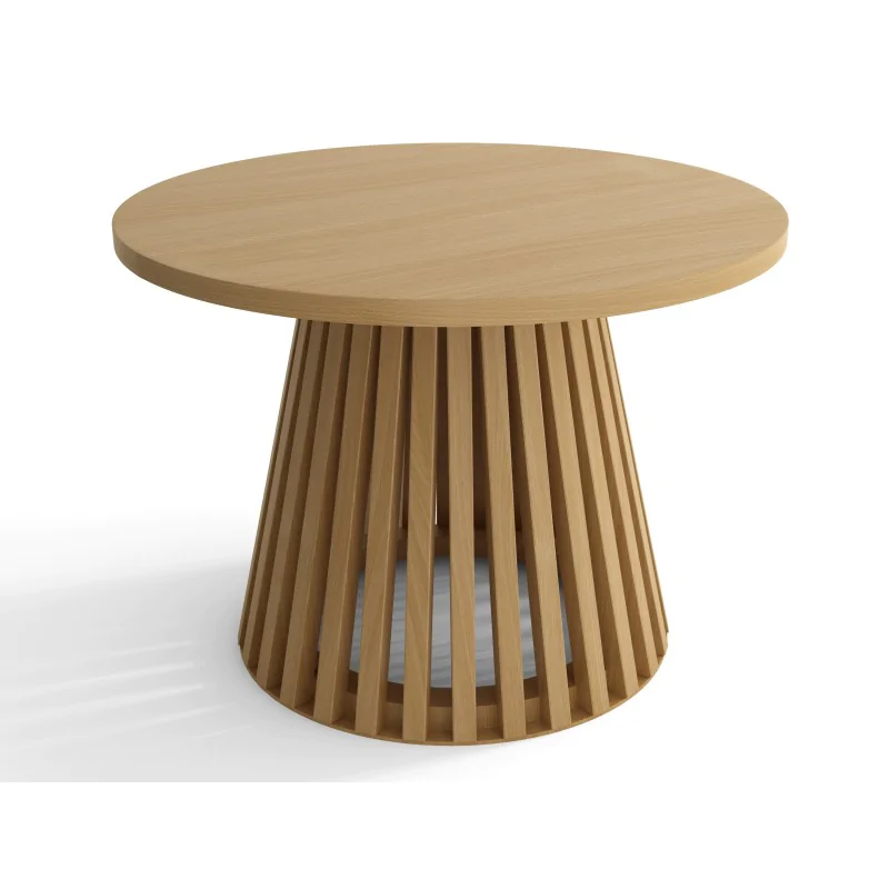 Drewniany stolik kawowy z lamelami okrągły - obrazek 2